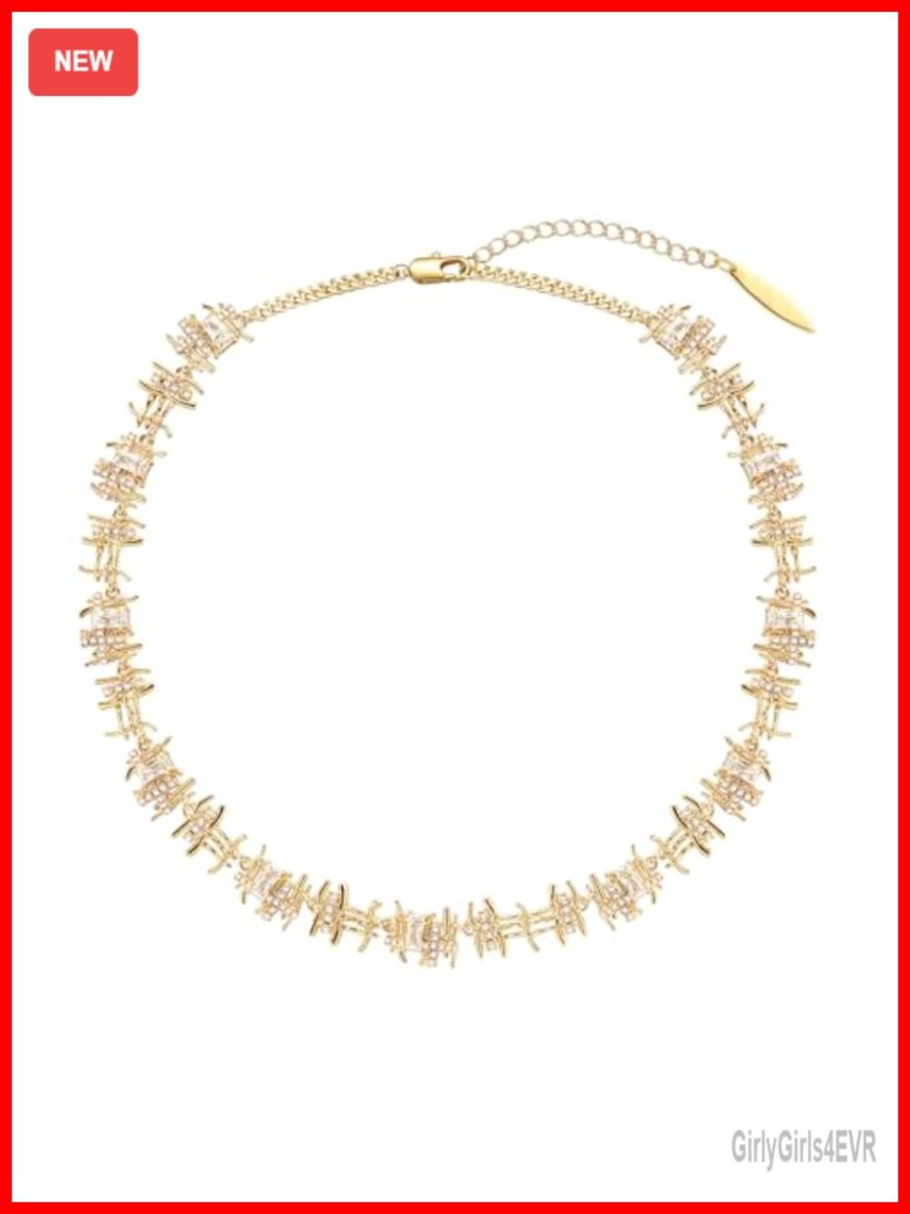 18K Gold Plated Braided Chain Choker Necklace Cubic Zirconia